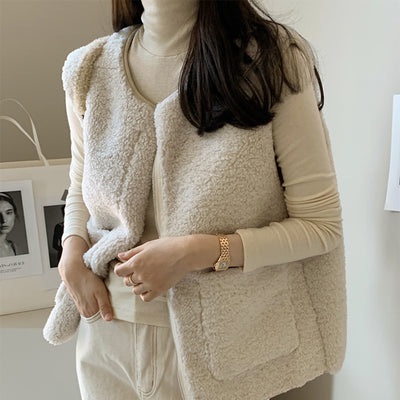 Chaleco Chaqueta de Lana de Cordero para Mujer - Image 4