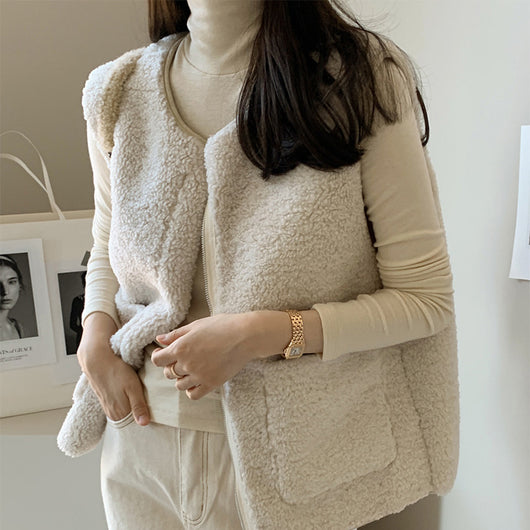 Chaleco Chaqueta de Lana de Cordero para Mujer - Image 4