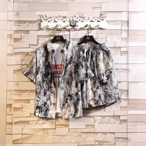 Camisa Suelta Tie-Dye con Estampado Floral para Hombre