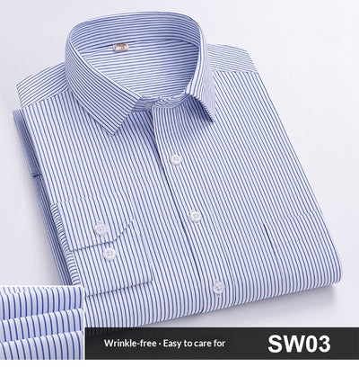 Camisa de Trabajo Manga Larga a Rayas Azules para Hombre - Image 16