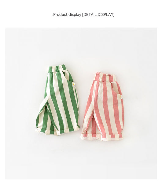 Pantalones Casuales Infantiles de Cintura Alta con Rayas de Primavera - Image 8