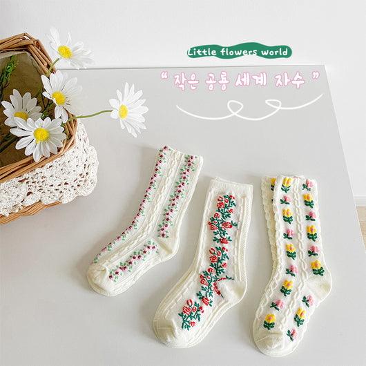 Calcetines Escolares para Niñas - Algodón Puro Estampado Floral Talla Única - Image 9