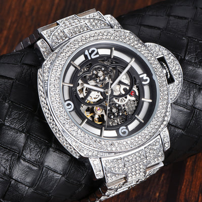 Reloj Mecánico Hombre Diamante Completo Fondo Hueco Luminoso - Image 17