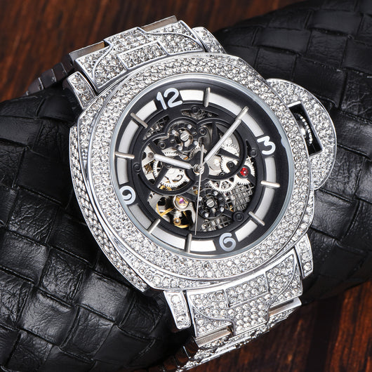 Reloj Mecánico Hombre Diamante Completo Fondo Hueco Luminoso - Image 17
