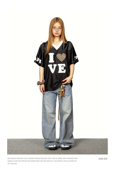 Playera Mujer Cuello V Leopardo con Splicing - Manga Corta - Image 14