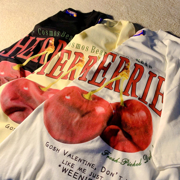Camiseta Negra de Algodón con Estampado de Frutas para Hombre