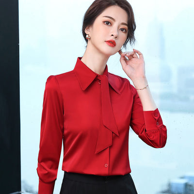 Blusa Ejecutiva sin Planchado con Cuello y Volantes - Image 10
