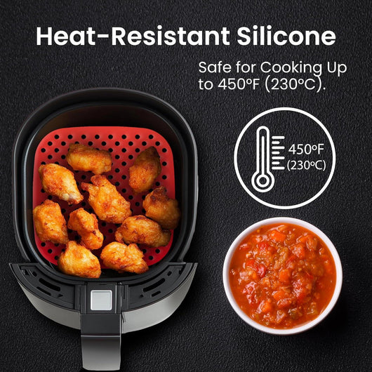 Reusable Air Fryer Liners 3 Pack for 3-5QT or Bigger - 7.5" Square Silicone Airfryer Liner - Easy to Clean Air Fryer Accessories as Seen on the Today Show - Safe Non-Stick Parchment Paper Replacer - Tekeno
