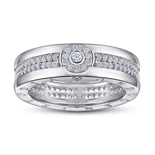 Anillo Ancho para Hombre con Diamantes Micro Incrustados