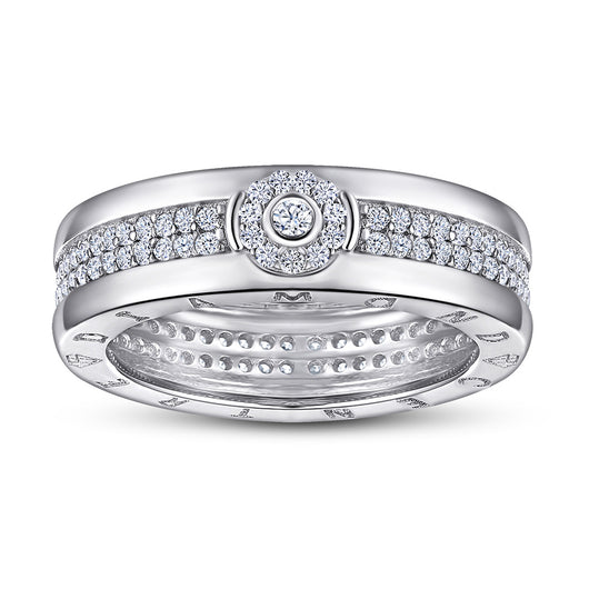 Anillo Ancho para Hombre con Diamantes Micro Incrustados