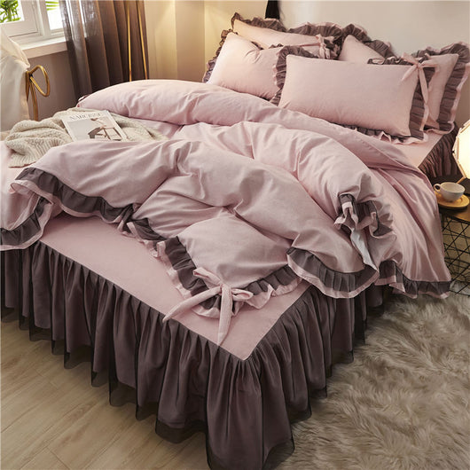 Juego de Cama Algodón Puro 4 Piezas con Encaje Elegante - Image 9