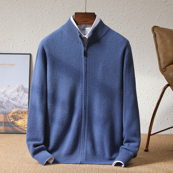 Cardigan con Cuello Alto y Cierre de Cremallera para Hombre