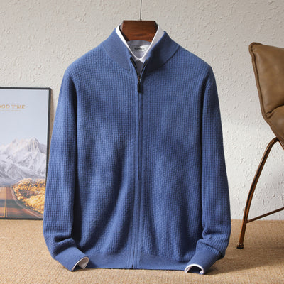 Cardigan con Cuello Alto y Cierre de Cremallera para Hombre