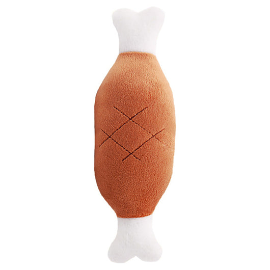 Purple plush eggplant pet toy with a green stem and an embroidered happy face, designed for dogs and cats. - Image 11