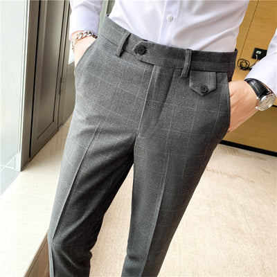 Pantalón de Vestir Slim Fit Cuadros Clásicos Británicos - Elegancia Coreana para Hombre - Image 2