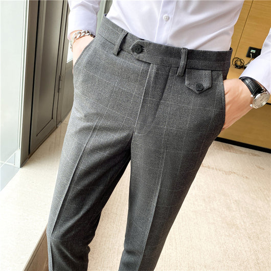 Pantalón de Vestir Slim Fit Cuadros Clásicos Británicos - Elegancia Coreana para Hombre - Image 2
