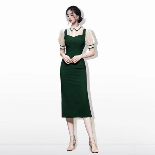 Vestido Midi con Panel de Cuello Entallado - Image 13