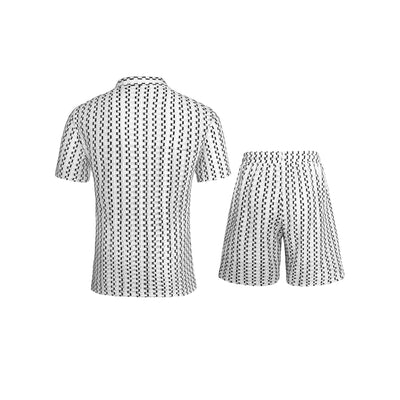 Conjunto Casual de Camisa a Rayas y Shorts para Hombre - Image 4