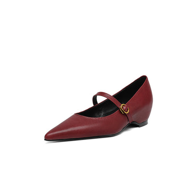 Pumps Retro Francés Punta Fina de Piel de Oveja para Mujer - Image 5