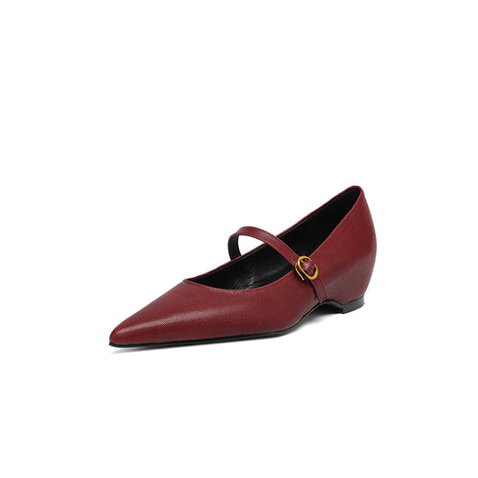 Pumps Retro Francés Punta Fina de Piel de Oveja para Mujer - Image 5