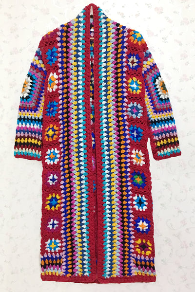 Suéter Abrigo de Lana Tejido Calado con Diseño Étnico Multicolor - Image 7
