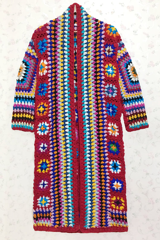 Suéter Abrigo de Lana Tejido Calado con Diseño Étnico Multicolor - Image 7