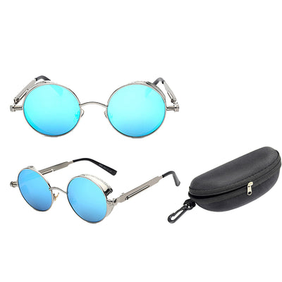 Austin Powers vintage round metal frame sunglasses with clear lenses, gold frames, and black temple tips. - Image 28