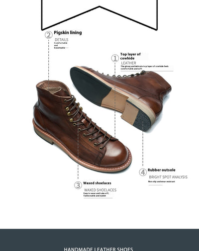 Bota de Trabajo Tipo Militar en Cuero Genuino - Caña Alta para Hombre - Image 12