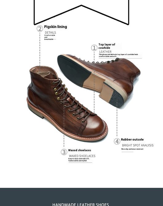Bota de Trabajo Tipo Militar en Cuero Genuino - Caña Alta para Hombre - Image 12