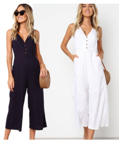 Jumpsuit Elegante para Mujer con Bolsillos, Cierre y Espalda Descubierta