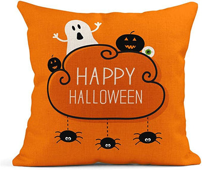Funda de Almohada Fantasma Naranja Hallowen en Lino - Image 9
