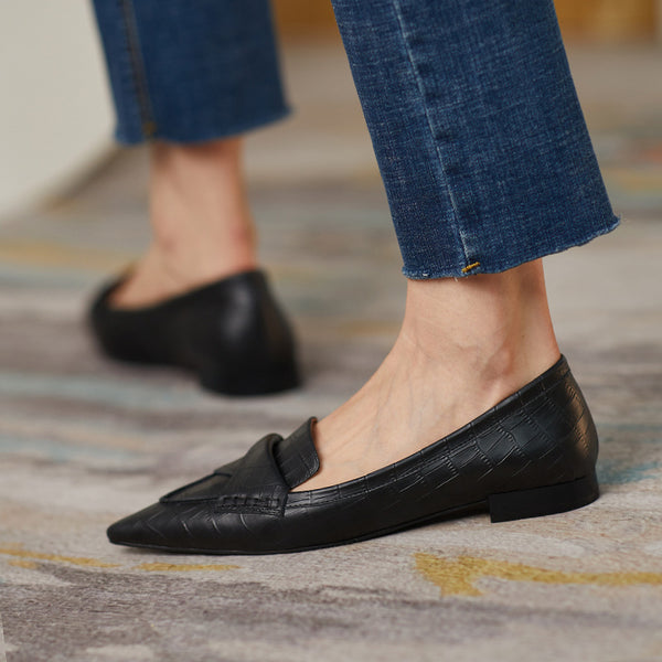 Zapatos Planos Retro Estilo Francés con Punta Afilada