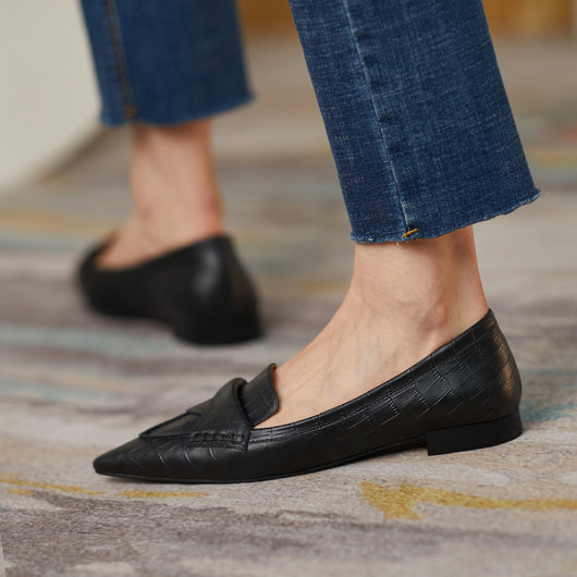 Zapatos Planos Retro Estilo Francés con Punta Afilada