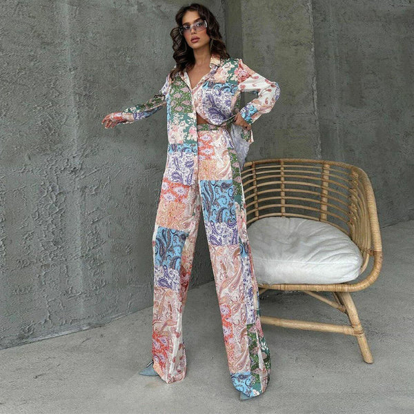 Conjunto Estampado Europeo Americano: Blusa Manga Larga y Pantalón para Mujer - Image 6