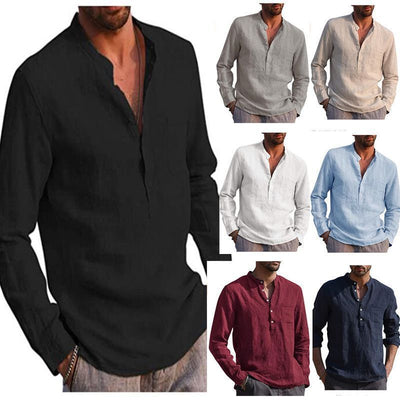 Camisa de Lino Casual Manga Larga para Playa Hombre - Image 10