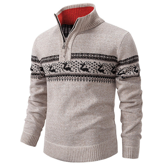 Suéter Tejido de Cuello Medio Cierre Half-zip Talla Grande - Image 5