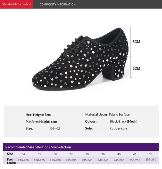 Zapatos de Danza Latina para Exterior con Diseño de Estrella y Suela de Goma - Image 6
