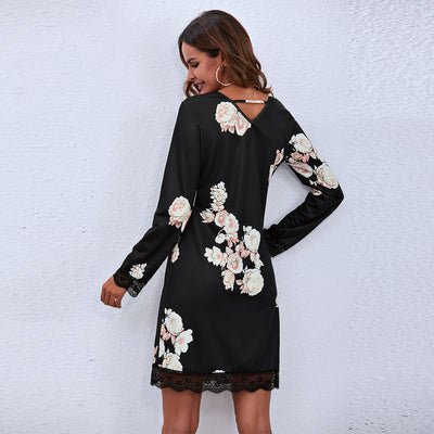 Vestido Entallado de Manga Larga con Estampado para Mujer - Image 11