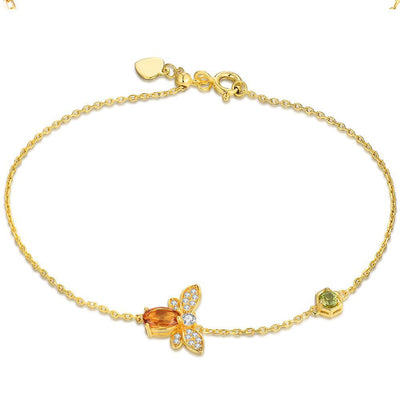 Pulsera de Citrino Natural con Peridoto e Incrustaciones de Abeja - Image 10
