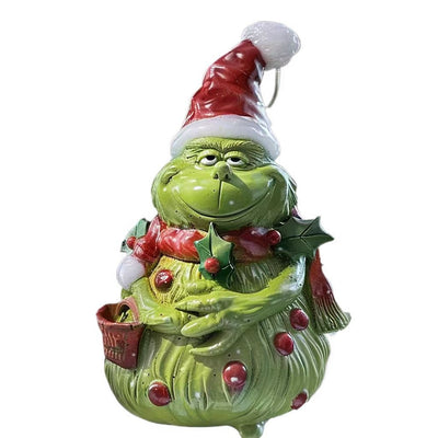 Muñeco de Nieve Navideño de Pelo Verde - Adorno Festivo para el Hogar - Image 4