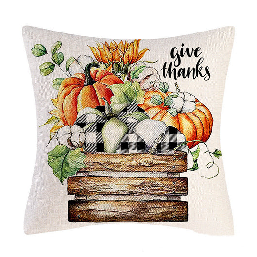 Funda de Cojín Decorativo Otoño con Estampado de Calabaza y Hojas - Image 2