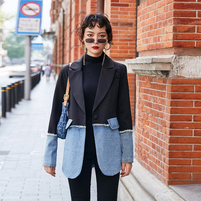Blazer de Primavera con Costuras de Mezclilla - Image 8