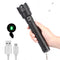 Linterna LED Recargable USB con Pantalla de Potencia y Zoom Ajustable