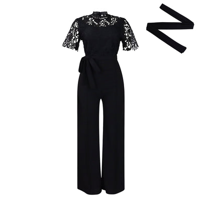 Jumpsuit de Encaje Elegante con Cintura Anudada y Piernas Anchas - Image 7