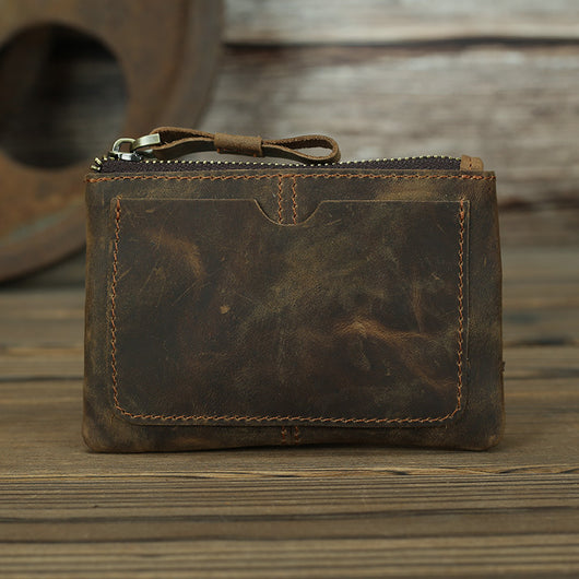 Monedero Compacto de Cuero Crazy Horse Estilo Retro para Hombre - Image 18