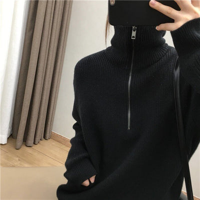 Suéter Pullover con Cuello Solapa Amplio y Cierre de Cremallera para Mujer - Image 16