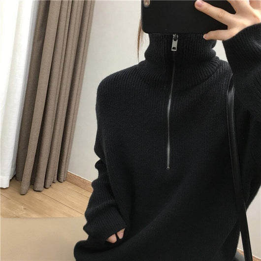 Suéter Pullover con Cuello Solapa Amplio y Cierre de Cremallera para Mujer - Image 16
