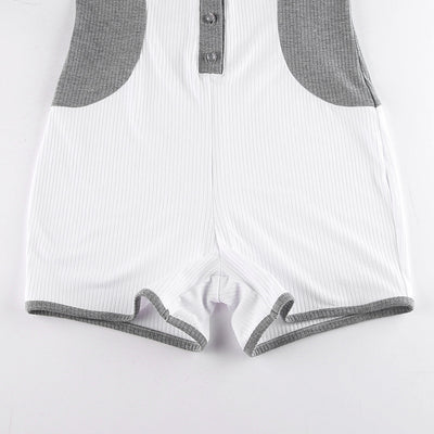 Jumpsuit Corto Casual con Solapas Contrastadas para Mujer - Image 12