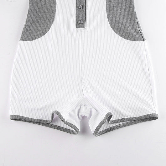 Jumpsuit Corto Casual con Solapas Contrastadas para Mujer - Image 12
