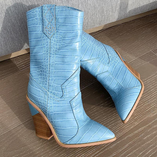 Botas Cuña Azul para Mujer Talla Grande